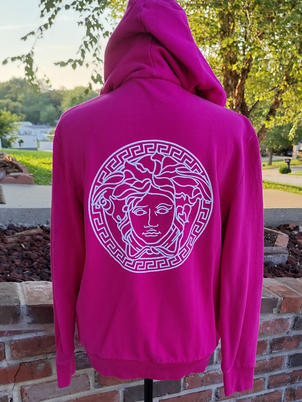 Authentic Versace Embroidered Medusa Full Zip Hoodie Jacket Size 8 Luxury